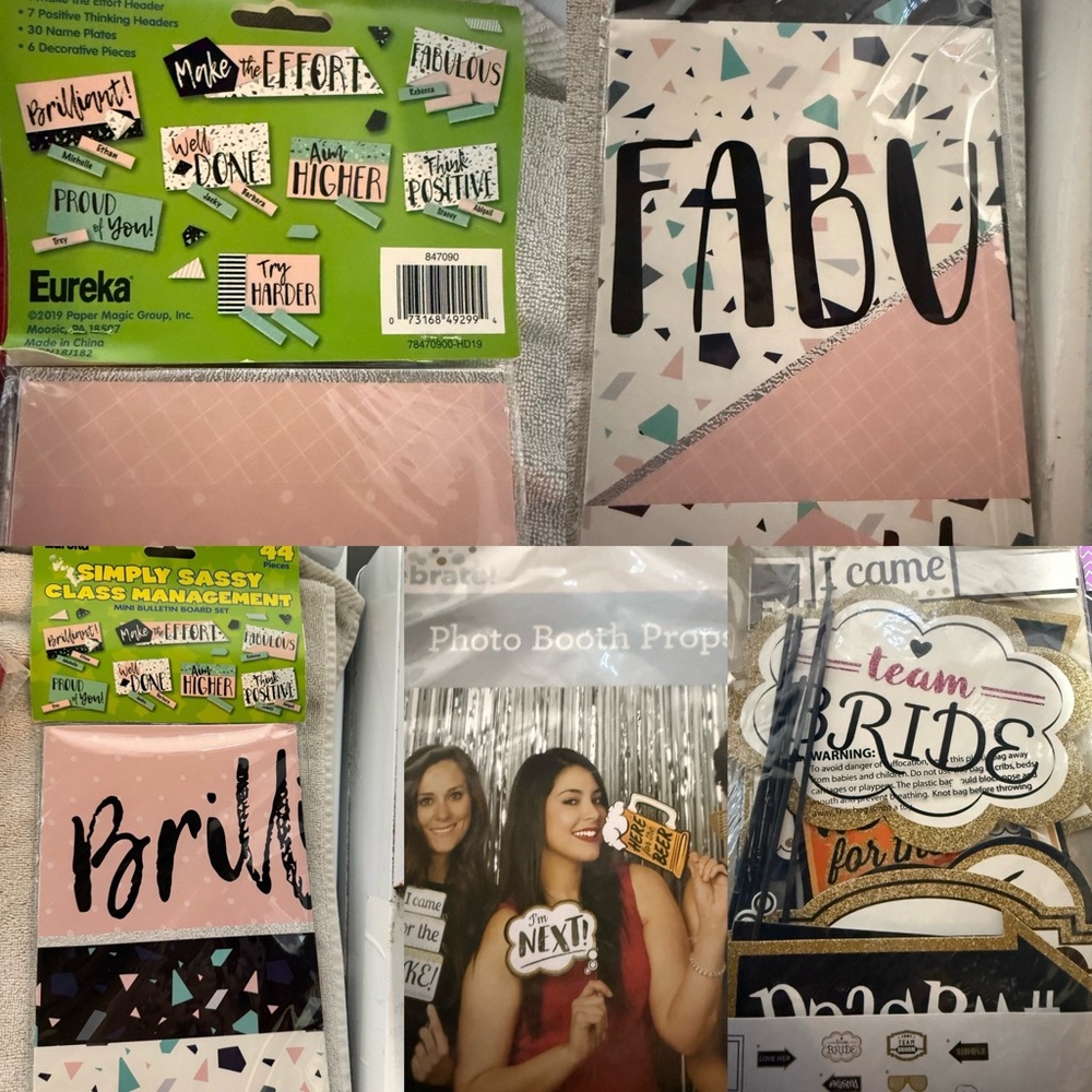 🎉 Classroom & Party Photo Booth Bundle Eureka “Simply Sassy” +Team Bride Props!